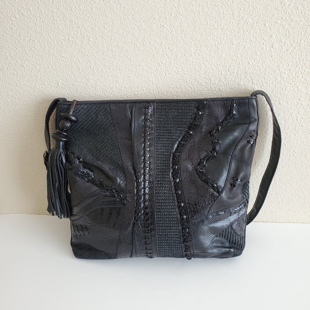 Sharif Patchwork Snake Tassel Crossbody Purse - image 1